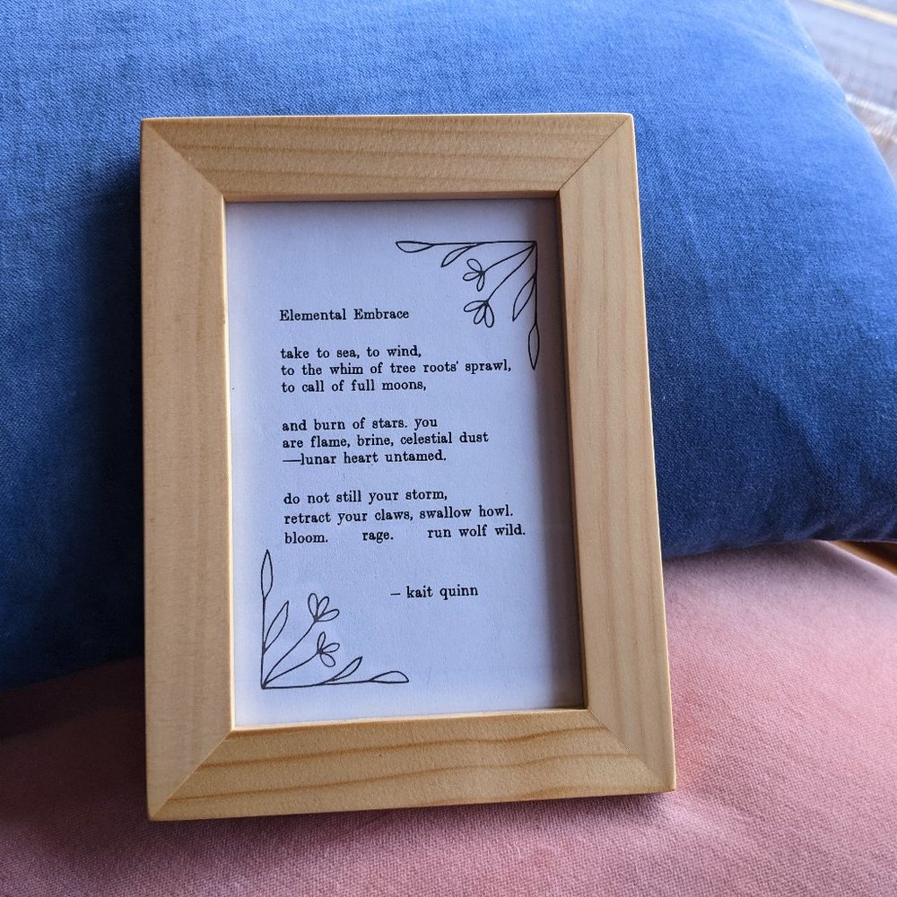 Elements Poem (Floral) in Light Wood Frame - Picture 3 of 3